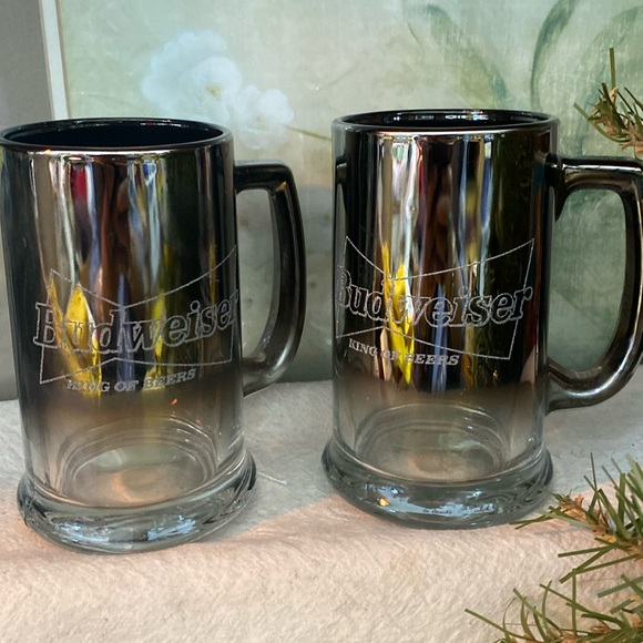 COPY - Budweiser Glass Beer Stein Silver to Smoked Glass 1997 - Picture 1 of 3